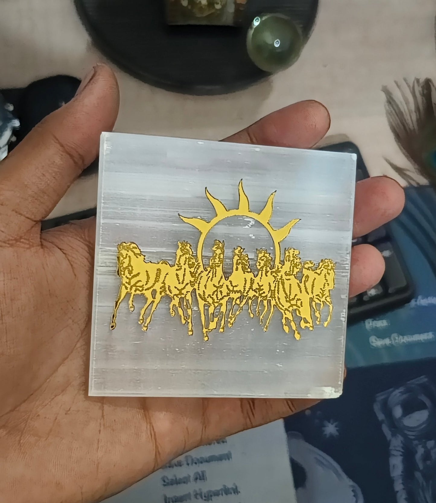 Selenite plate, 7 Horses