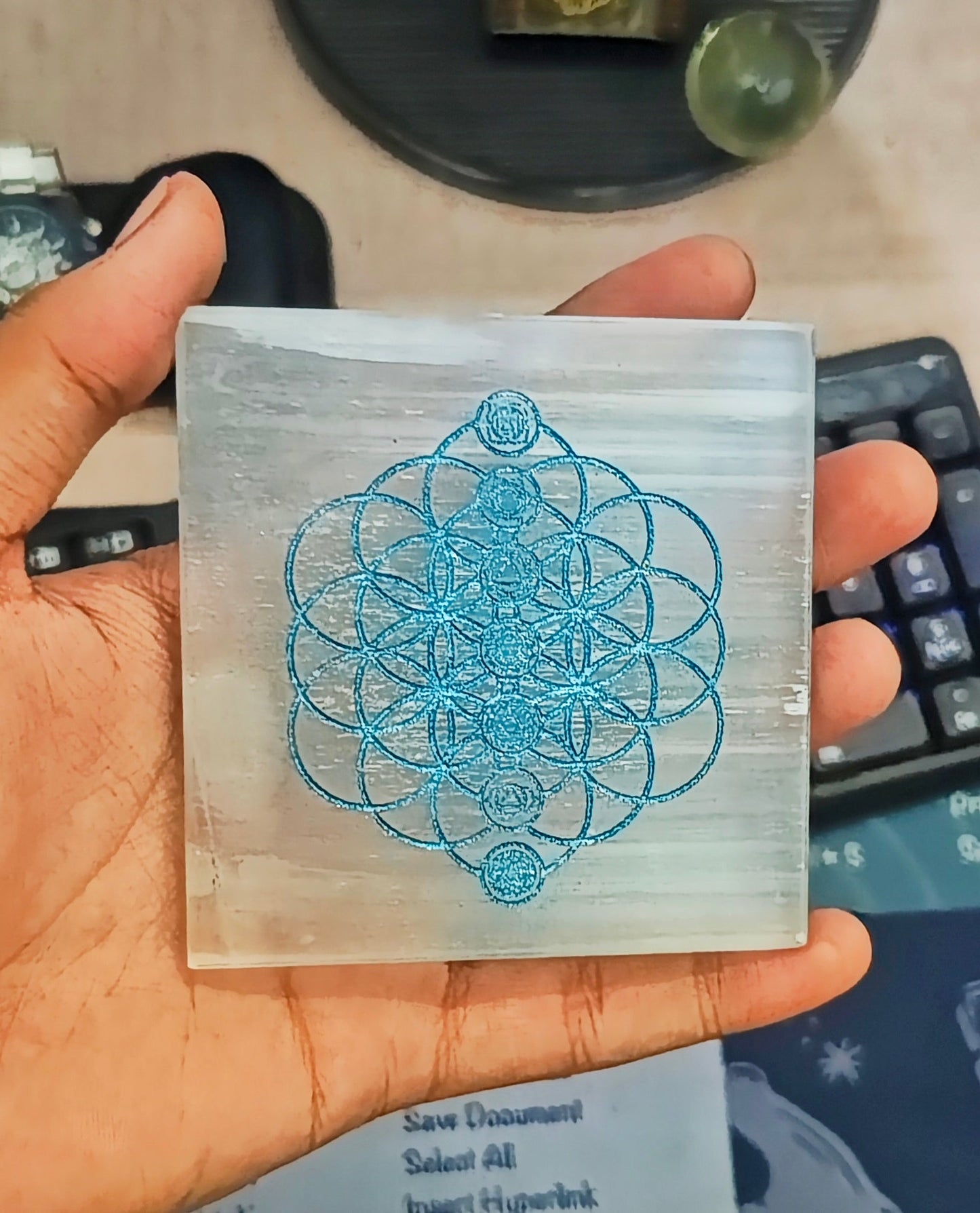 Selenite plate, Endless Knot